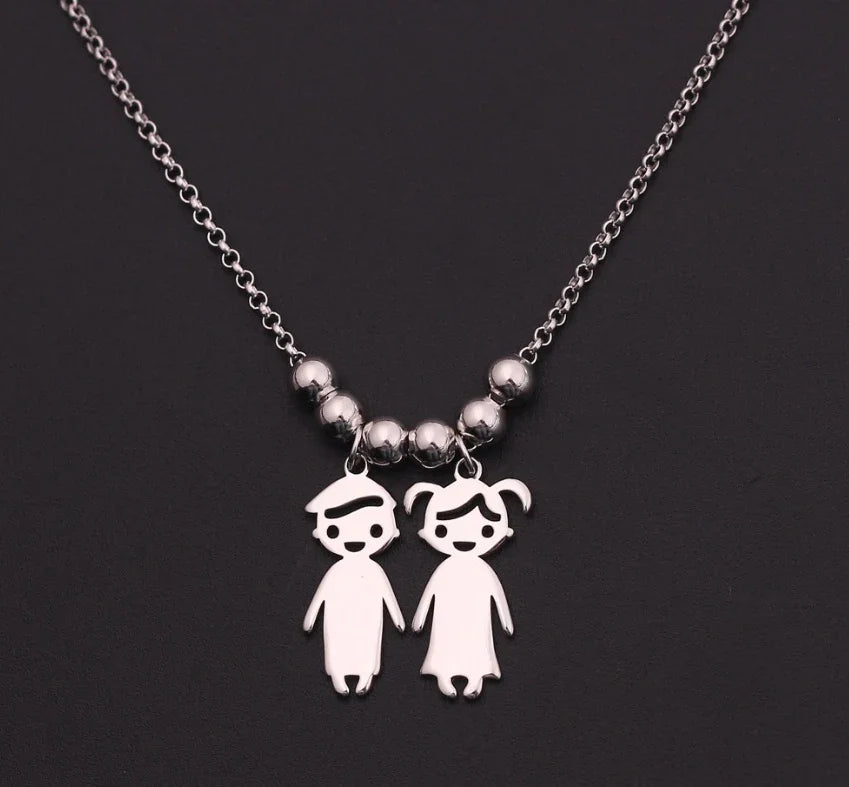 Collar de acero inoxidable para niños y niñas de JewelryDreams, diseño creativo y personalizado en estilo europeo y americano.