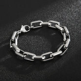 Pulsera de acero titanio para hombres con diseño geométrico y estilo hip-hop, de la marca JewerlyDreams.